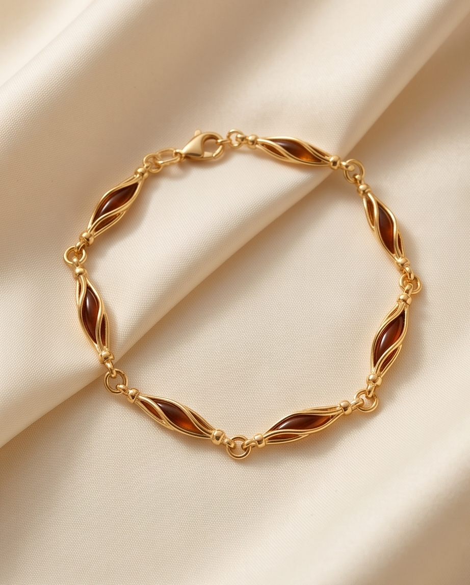 Armband „EMBRACE“ – Bernstein & 925 Silber vergoldet