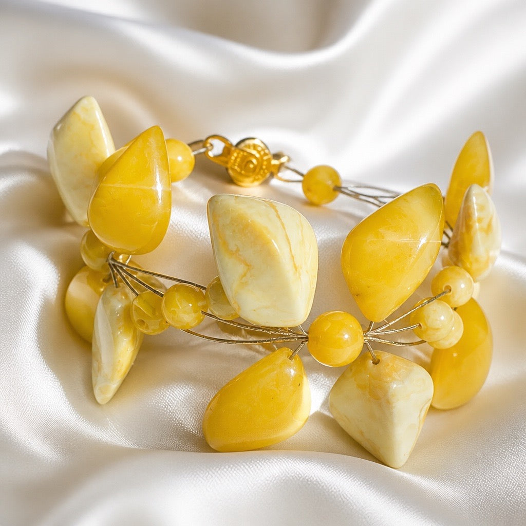 Bernstein-Armband „Royal Flower“ – Königsgelber Bernstein