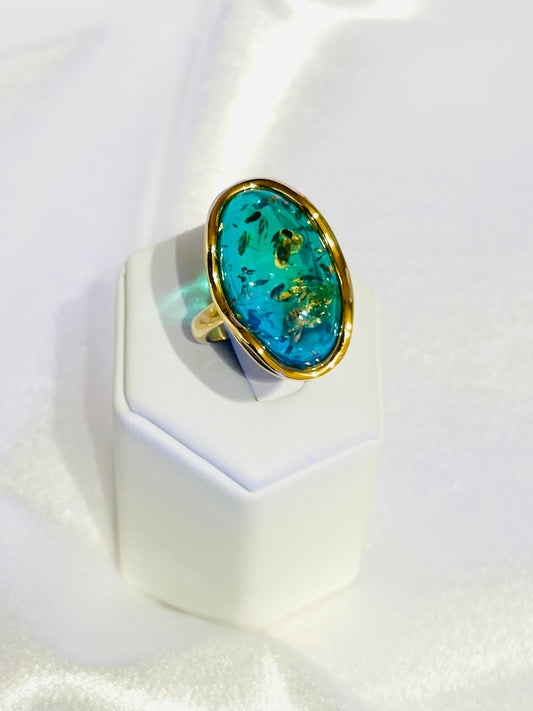 Ein außergewöhnlicher Ring mit karibischen Bernstein.🩵