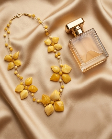 Exklusives Bernstein-Collier „Royal Flower“ – Unikat aus königsgelbem Bernstein