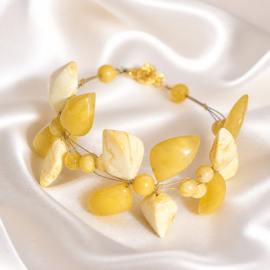 Bernstein-Armband „Royal Flower“ – Königsgelber Bernstein