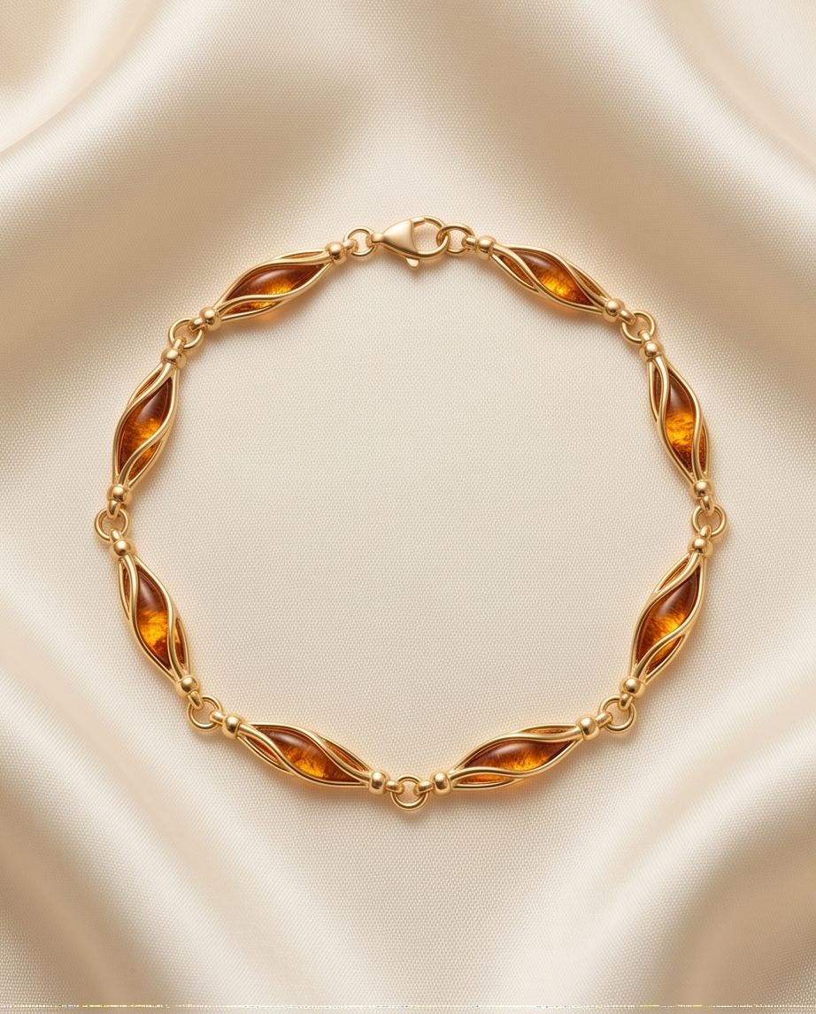 Armband „EMBRACE“ – Bernstein & 925 Silber vergoldet