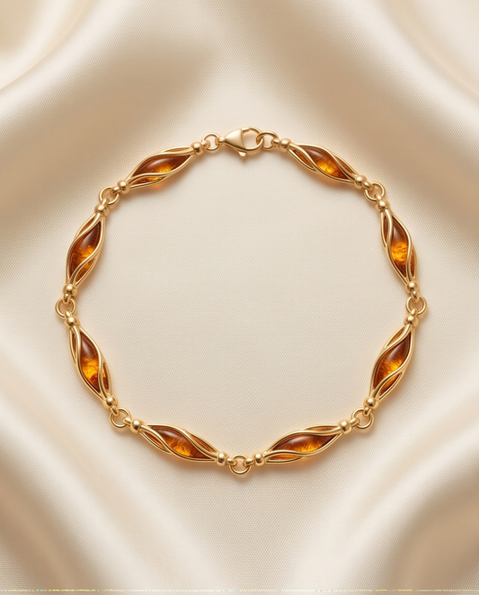 Armband „EMBRACE“ – Bernstein & 925 Silber vergoldet