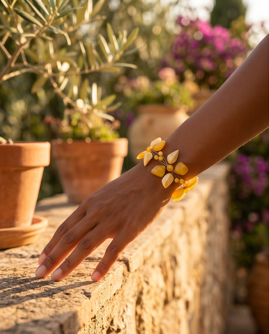 Bernstein-Armband „Royal Flower“ – Königsgelber Bernstein