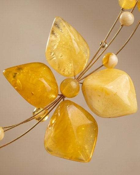 Exklusives Bernstein-Collier „Royal Flower“ – Unikat aus königsgelbem Bernstein
