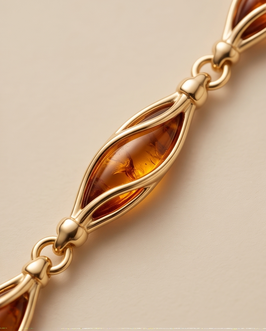 Armband „EMBRACE“ – Bernstein & 925 Silber vergoldet