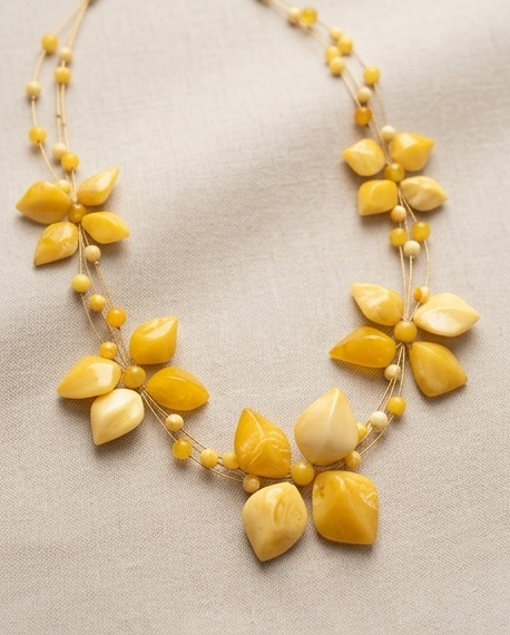Exklusives Bernstein-Collier „Royal Flower“ – Unikat aus königsgelbem Bernstein
