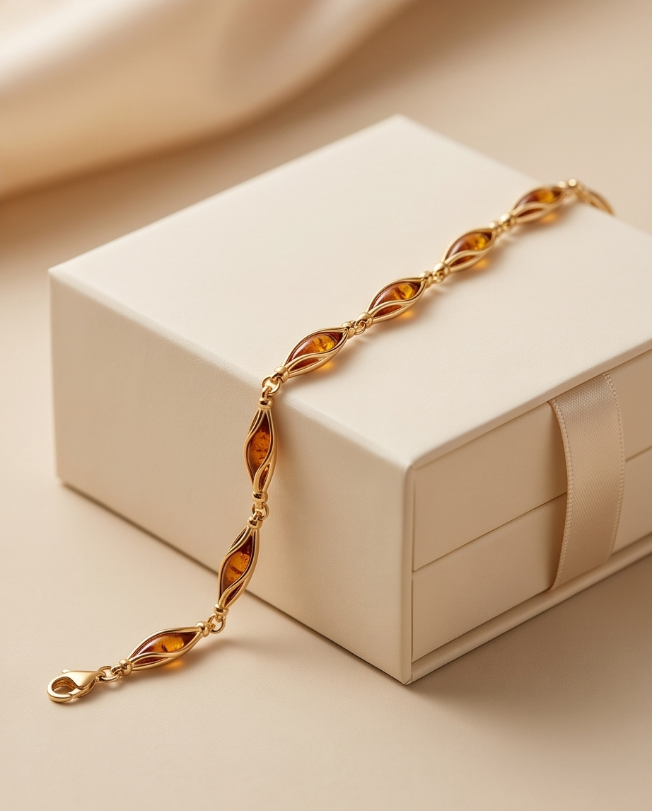 Armband „EMBRACE“ – Bernstein & 925 Silber vergoldet
